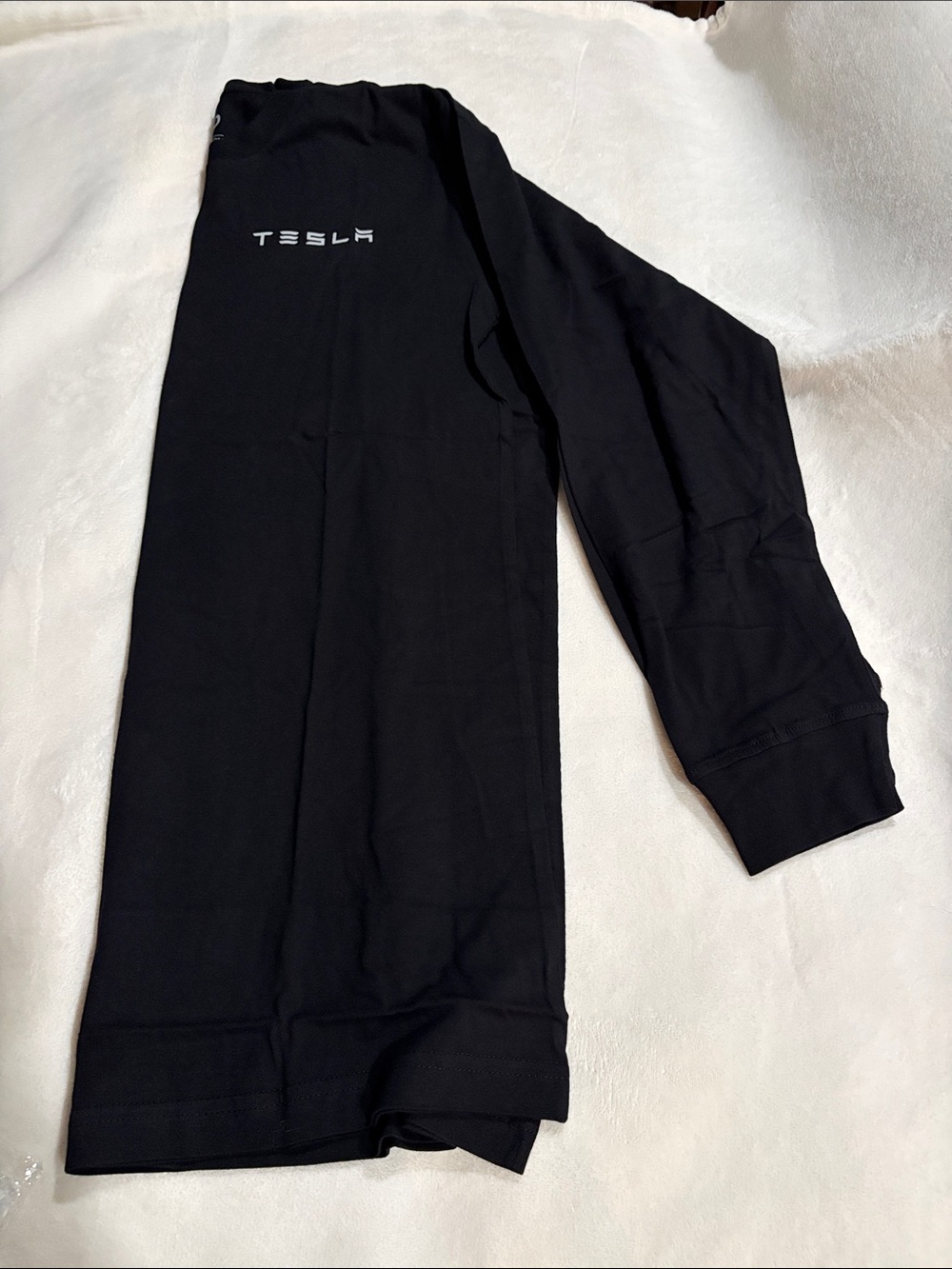 Tesla Black Long Sleeve Tee with White Logo